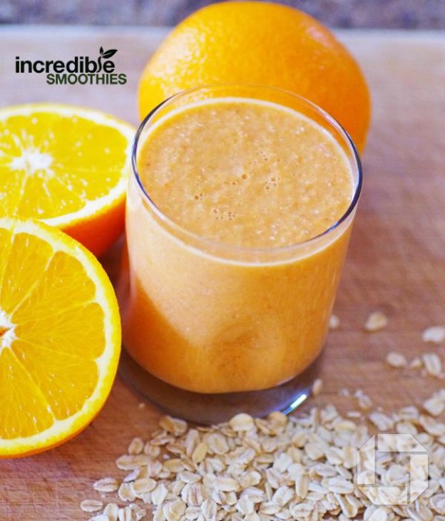 Appelsínu gulrótar smoothie með perum og höfrum